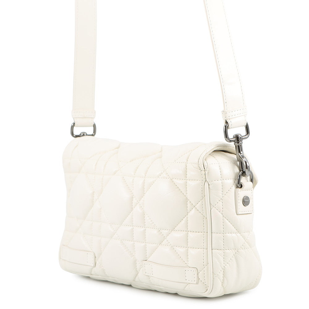 Dior Macrocannage Dior Camp Shoulder Bag WhiteM1243BNEY Leather Size Small