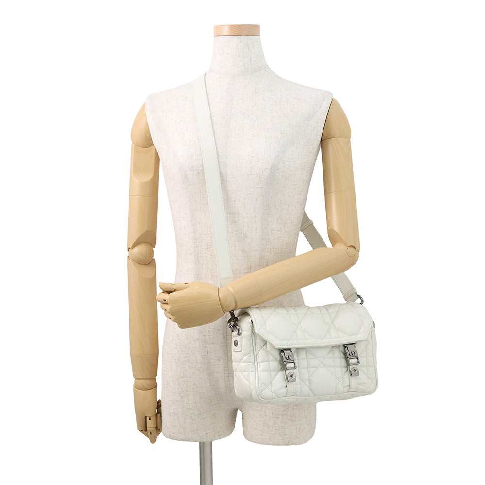 Dior Macrocannage Dior Camp Shoulder Bag WhiteM1243BNEY Leather Size Small