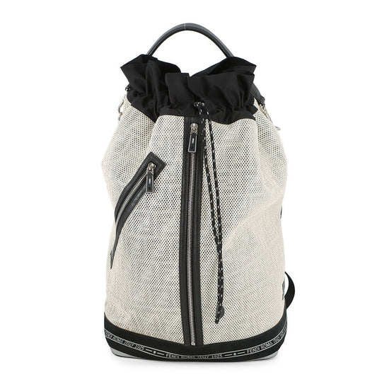 FENDI Logo Backpack Ivory/Black7VA466 Nylon Mesh