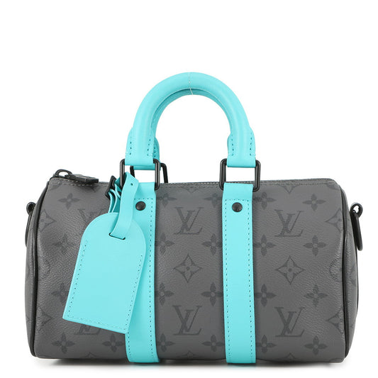 LOUIS VUITTON Keepall Bandouliere Turquoise NoirM11645 Monogram Eclipse Reverse Size 25