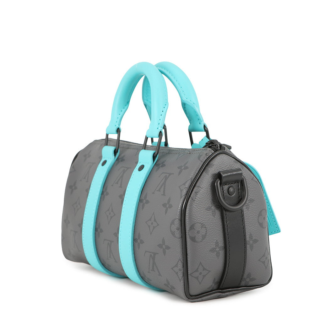 LOUIS VUITTON Keepall Bandouliere Turquoise NoirM11645 Monogram Eclipse Reverse Size 25
