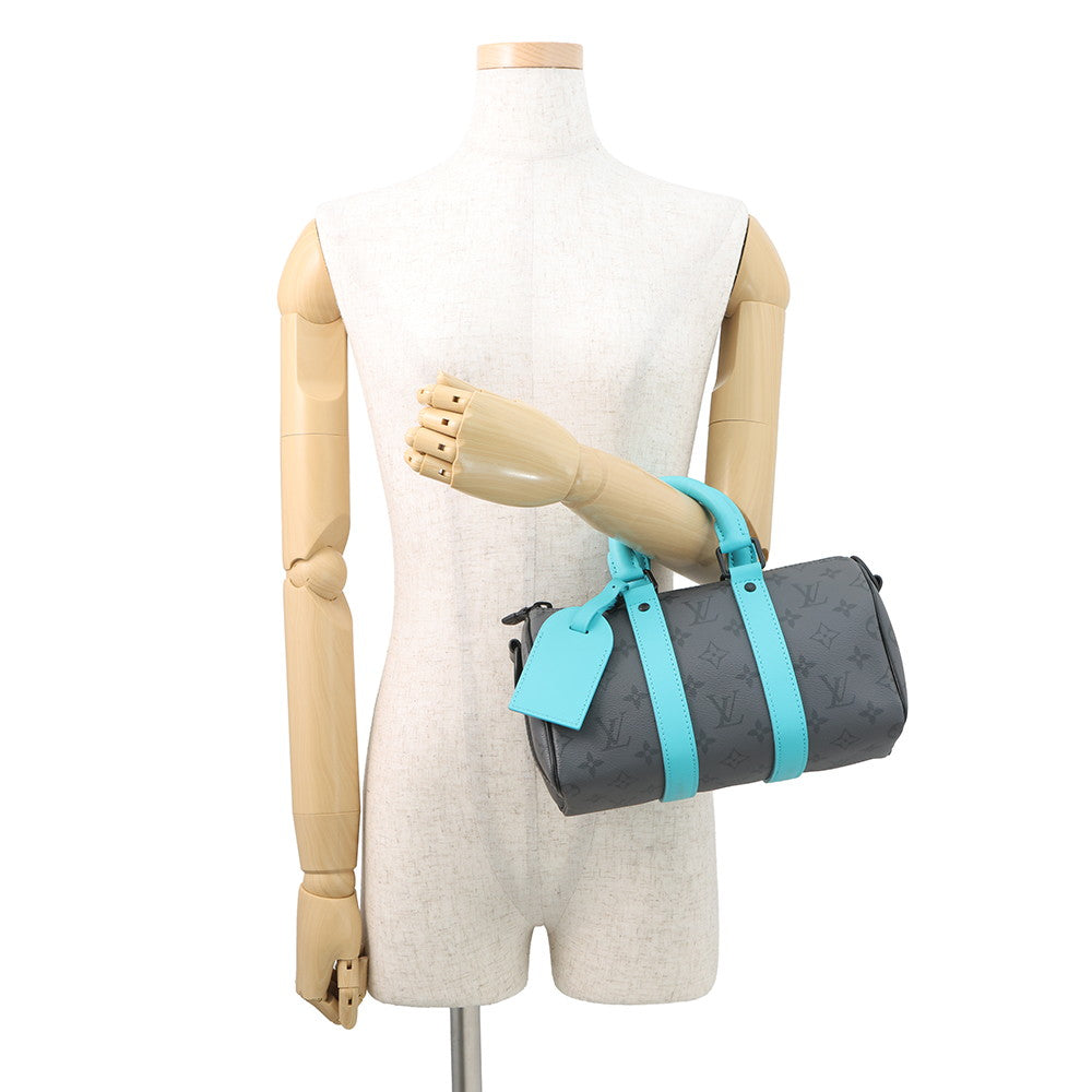 LOUIS VUITTON Keepall Bandouliere Turquoise NoirM11645 Monogram Eclipse Reverse Size 25