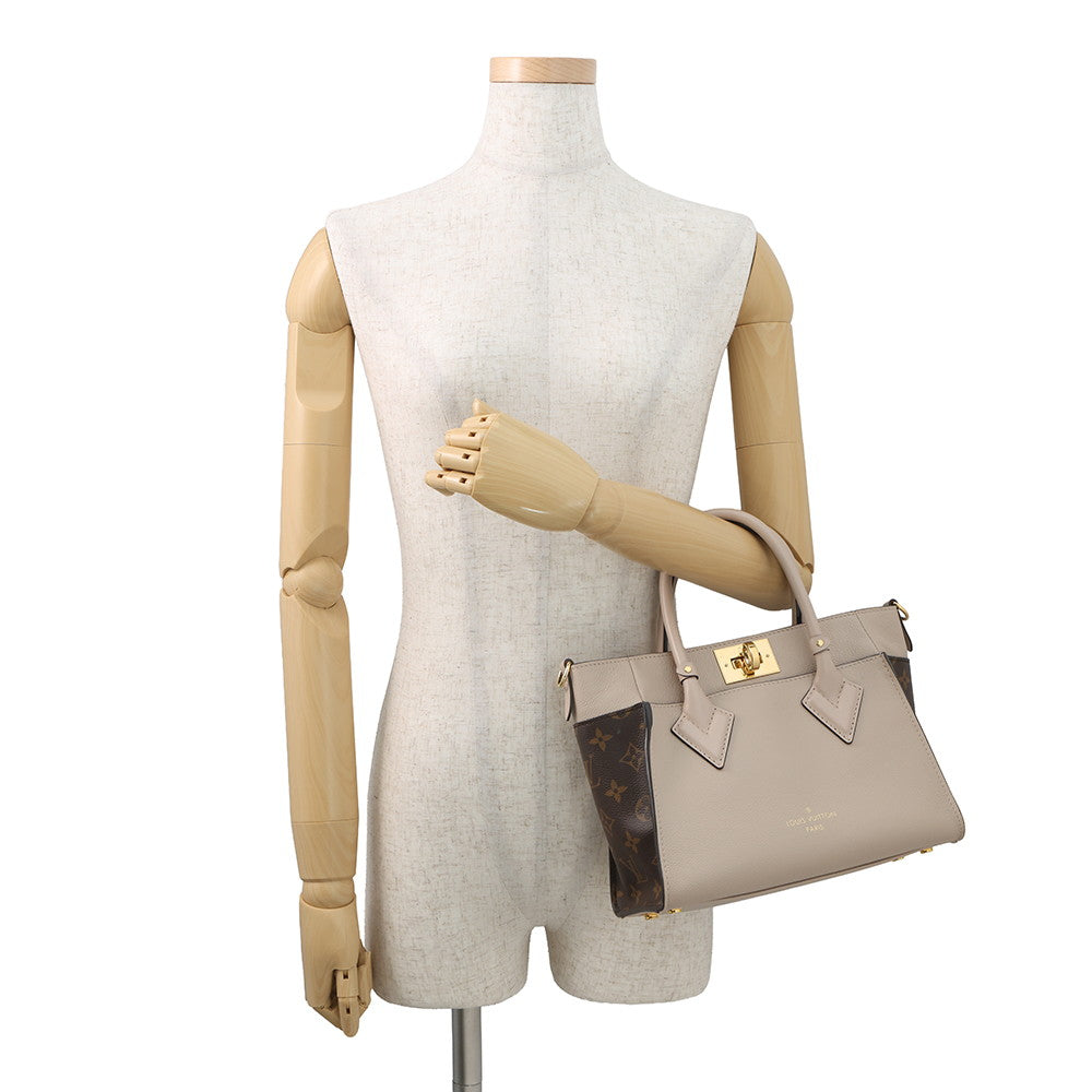 LOUIS VUITTON On My Side Greige Light BlueM57729 Monogram Calf Leather Size PM