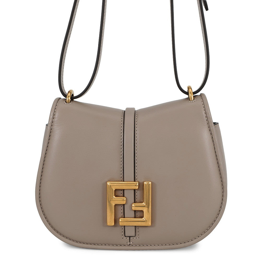 FENDI C'mon Shoulder Bag Greige8BS082 Leather Size Small