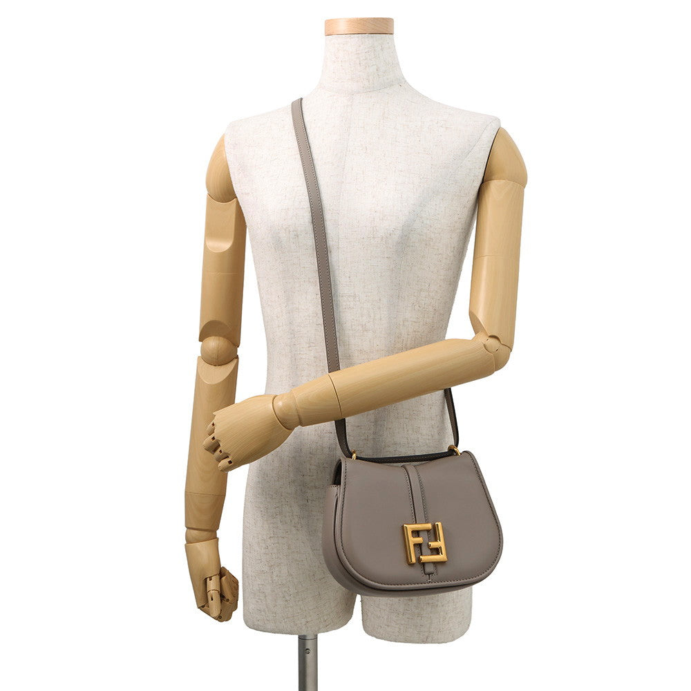 FENDI C'mon Shoulder Bag Greige8BS082 Leather Size Small