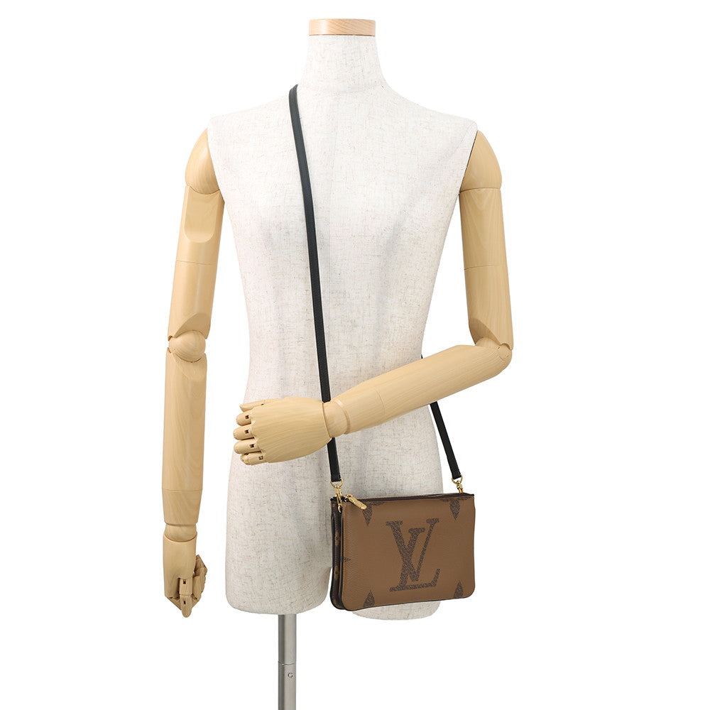LOUIS VUITTON Pochette double zip NoirM69203 Monogram Monogram Giant Reverse