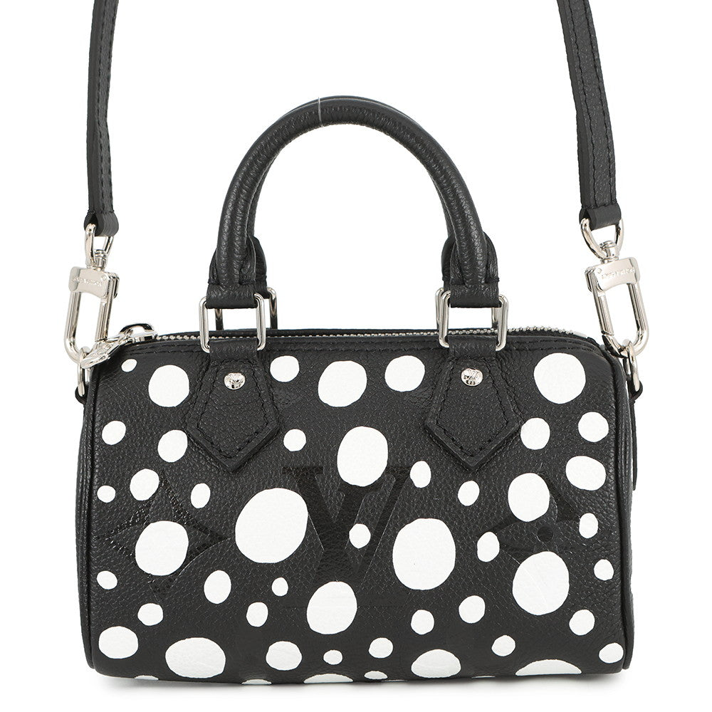 LOUIS VUITTON LV YK Nano Speedy Noir WhiteM81910 Monogram Empreinte Leather Infinity Dot Size Nano