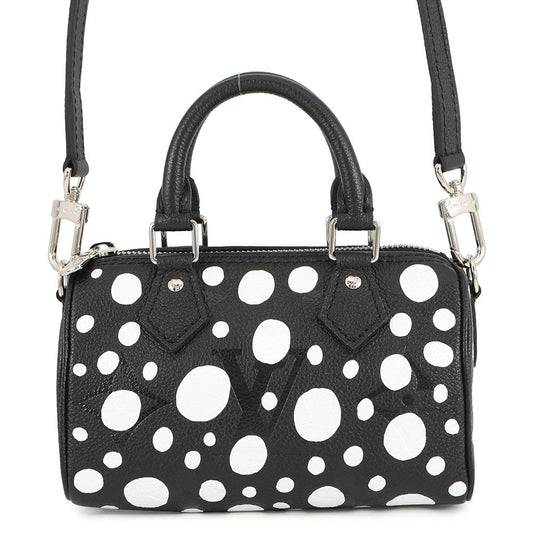 LOUIS VUITTON LV YK Nano Speedy Noir WhiteM81910 Monogram Empreinte Leather Infinity Dot Size Nano
