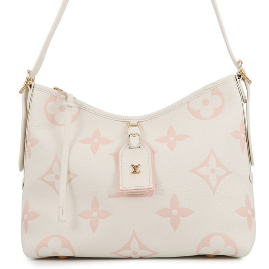LOUIS VUITTON Carryall Zip NM White PinkM24141 Bicolor Monogram Empreinte Leather Size PM