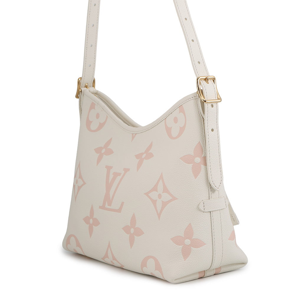 LOUIS VUITTON Carryall Zip NM White PinkM24141 Bicolor Monogram Empreinte Leather Size PM