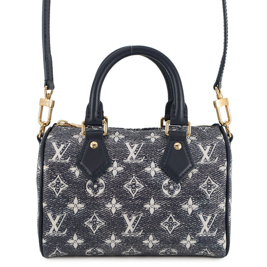 LOUIS VUITTON Speedy Bandouliere NavyM23069 Monogram laminated jacquard Size 20