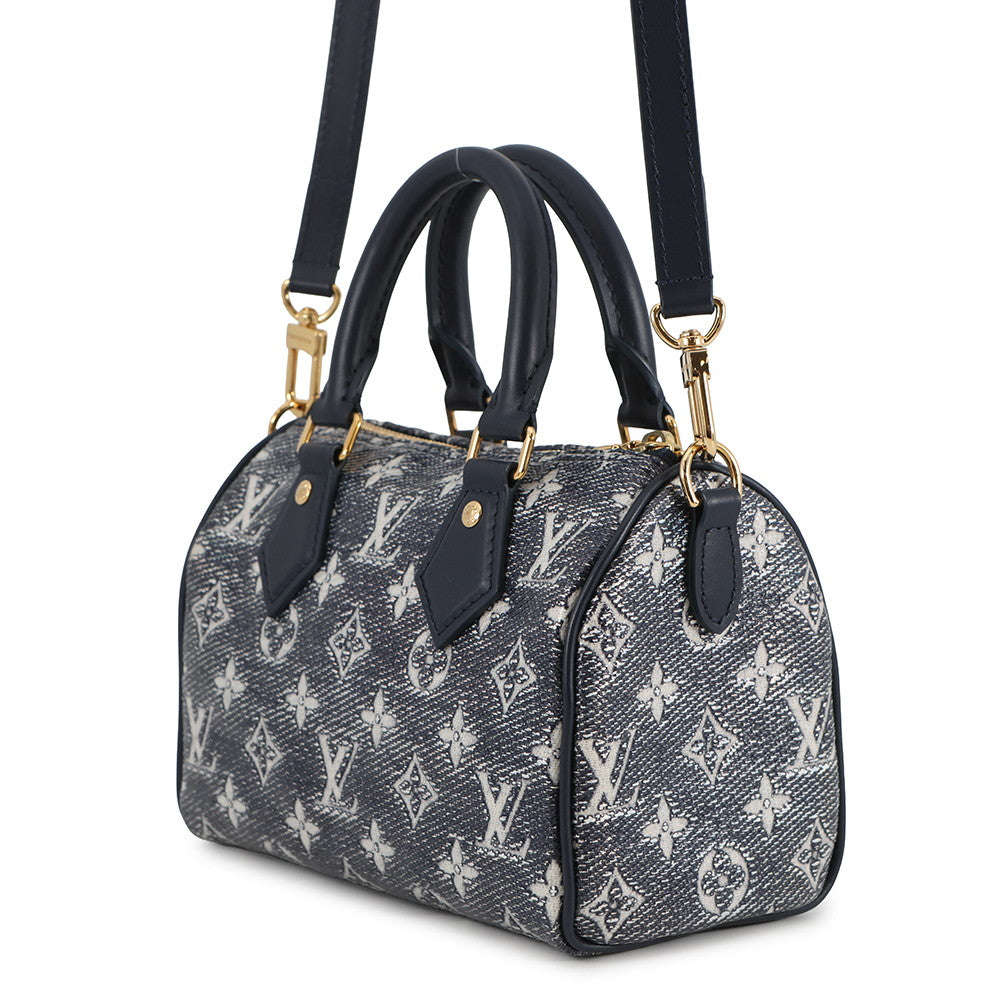 LOUIS VUITTON Speedy Bandouliere NavyM23069 Monogram laminated jacquard Size 20
