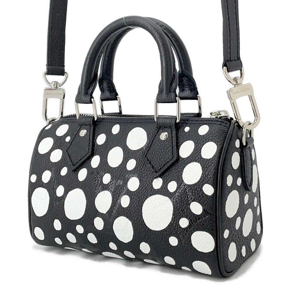 LOUIS VUITTON LV YK Nano Speedy Black WhiteM81910 Monogram Empreinte Leather Infinity Dot Size Nano