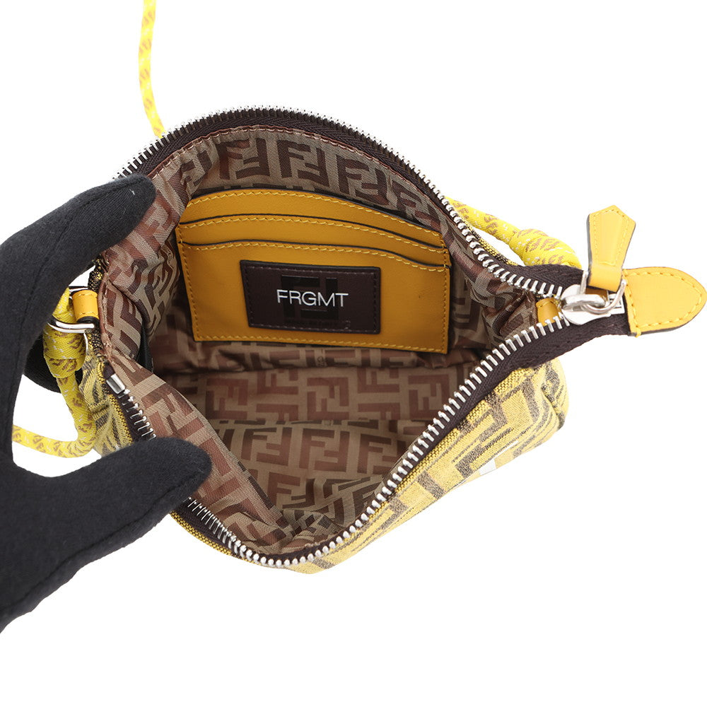 FENDI Fragment Hiroshi Fujiwara Collaboration Baguette Slim Clutch Yellow/Brown8BS073 Canvas