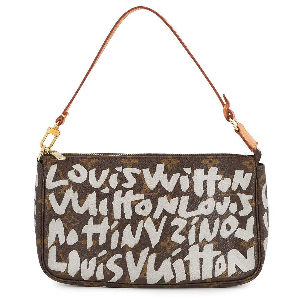 LOUIS VUITTON Pochette Accessoires White BrownM92192 Monogram Graffiti