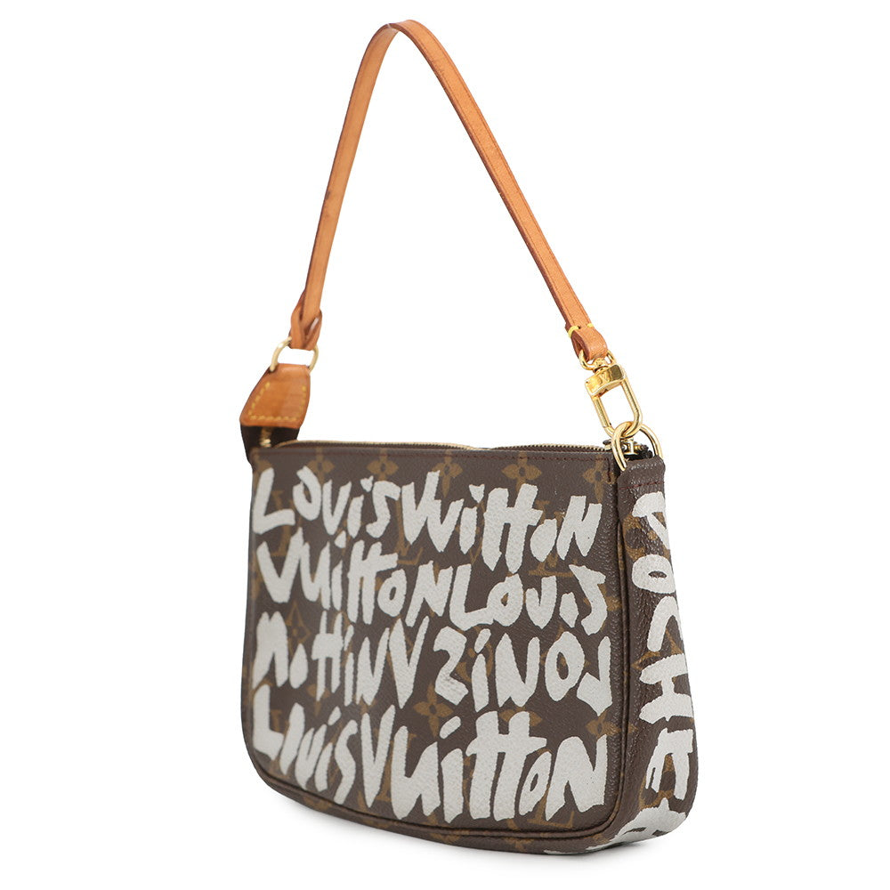 LOUIS VUITTON Pochette Accessoires White BrownM92192 Monogram Graffiti