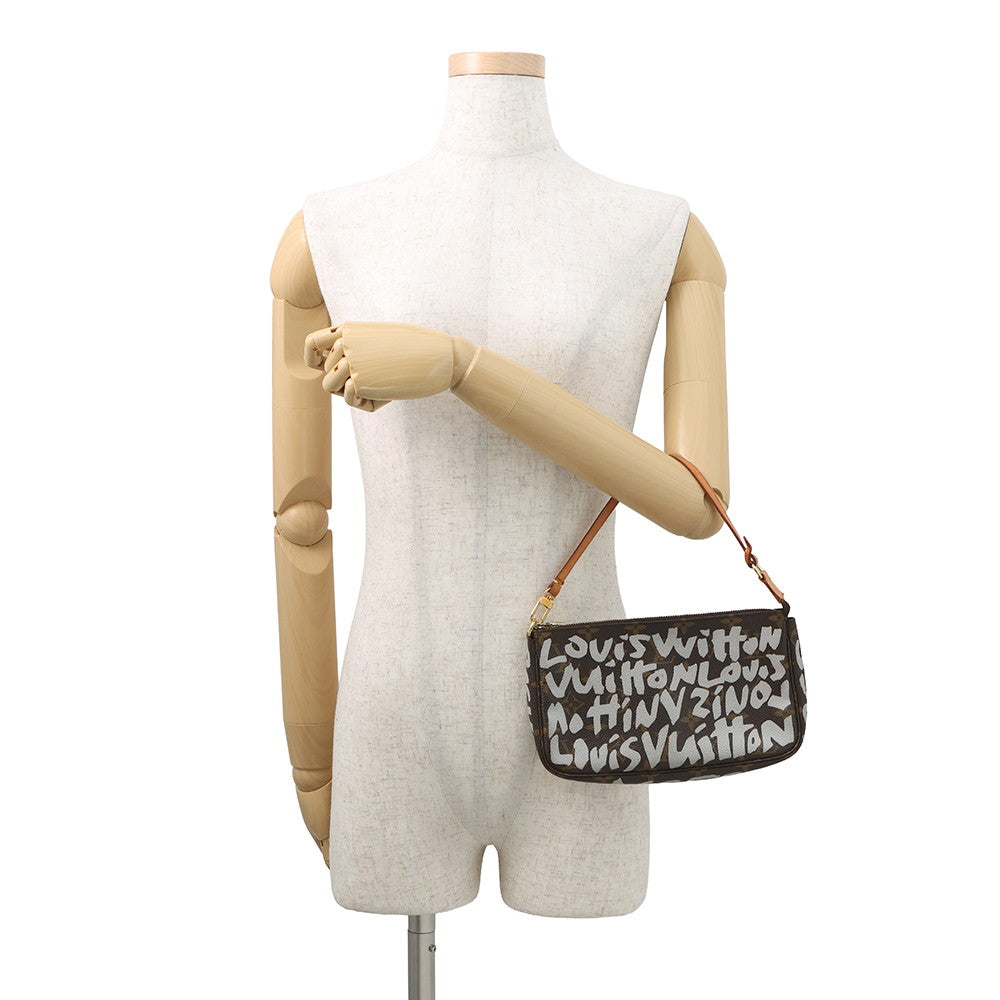 LOUIS VUITTON Pochette Accessoires White BrownM92192 Monogram Graffiti