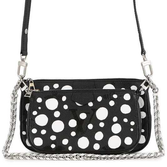 LOUIS VUITTON LV x YK Multi Pochette Accessoires NoirM46410 Monogram Empreinte Leather Infinity Dot
