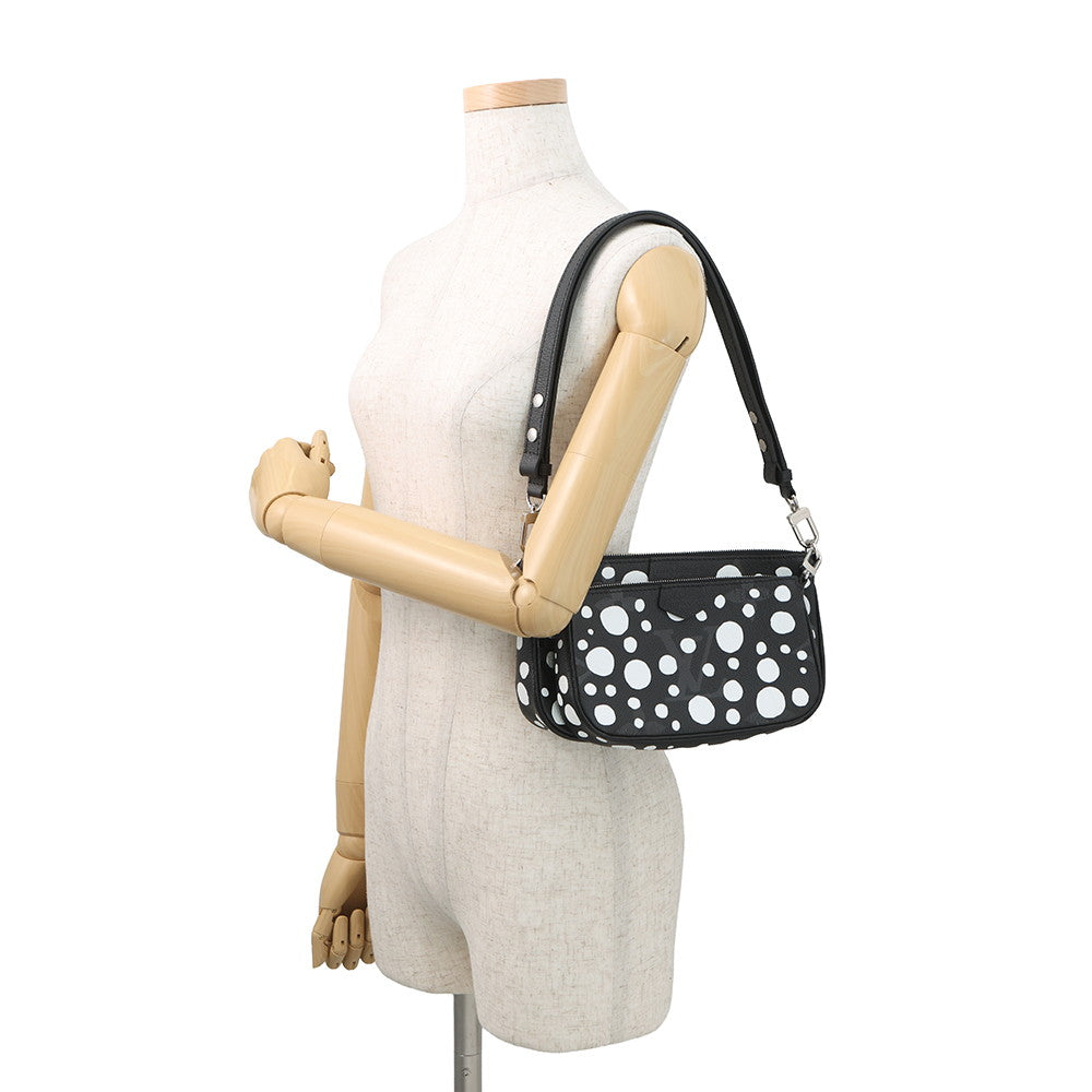 LOUIS VUITTON LV x YK Multi Pochette Accessoires NoirM46410 Monogram Empreinte Leather Infinity Dot