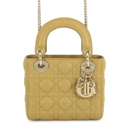 Dior Lady Dior 2Way Handbag OliveM0505ONGE Lambskin Size Mini