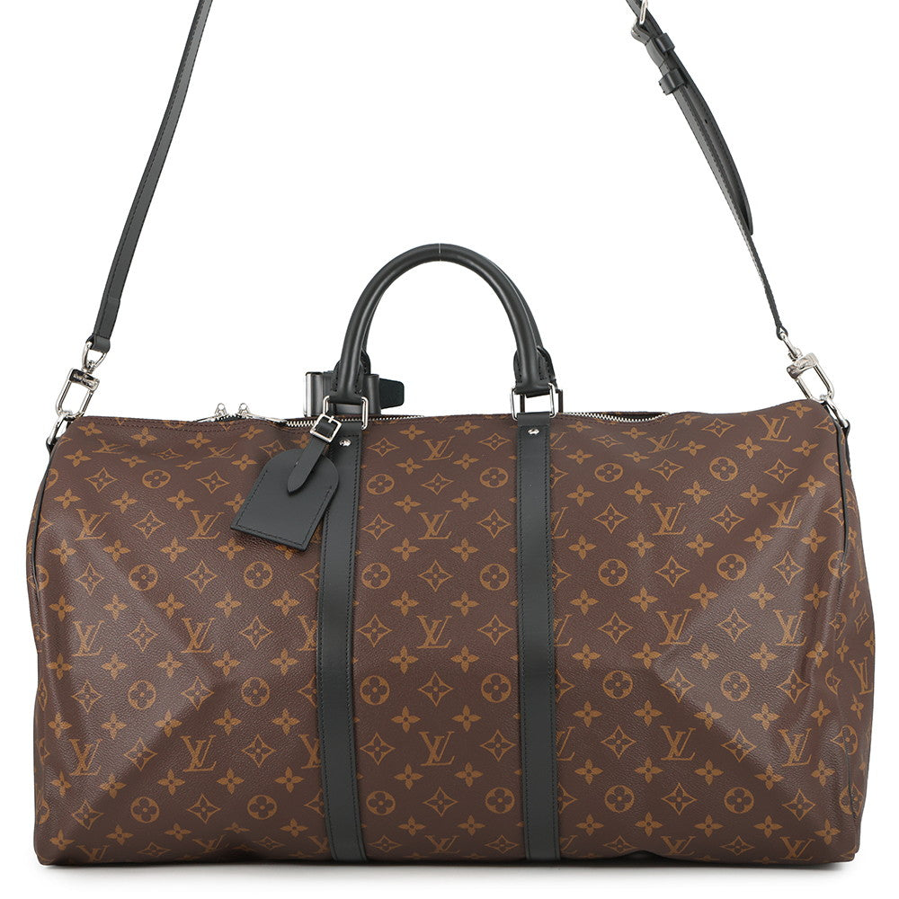 LOUIS VUITTON Keepall Bandouliere Bordeaux NoirM56714 Monogram Macassar Canvas Size 55