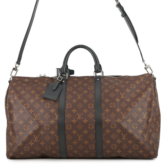 LOUIS VUITTON Keepall Bandouliere Bordeaux NoirM56714 Monogram Macassar Canvas Size 55