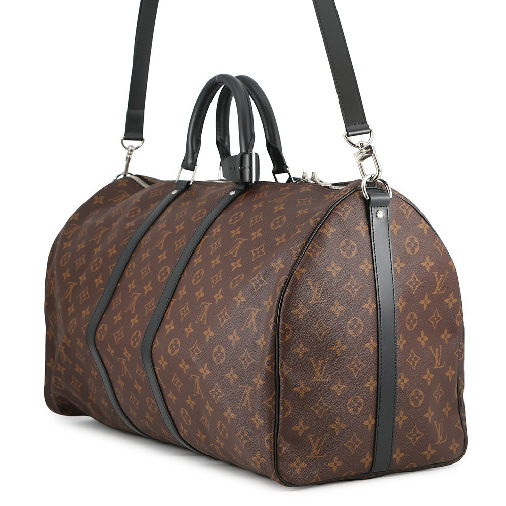 LOUIS VUITTON Keepall Bandouliere Bordeaux NoirM56714 Monogram Macassar Canvas Size 55