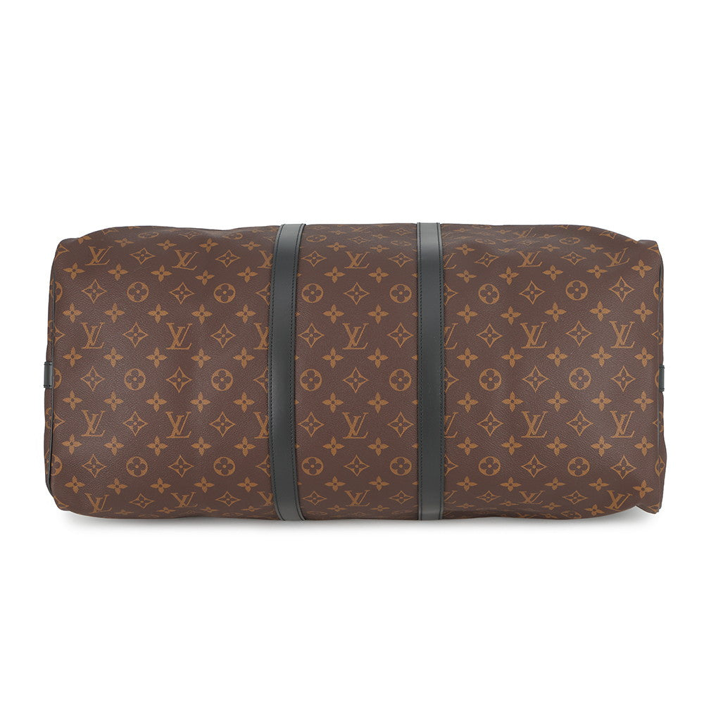 LOUIS VUITTON Keepall Bandouliere Bordeaux NoirM56714 Monogram Macassar Canvas Size 55
