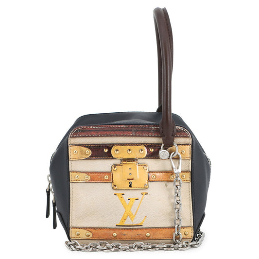 LOUIS VUITTON Square bag Navy Beige BrownM52350 Monogram trompe l oeil