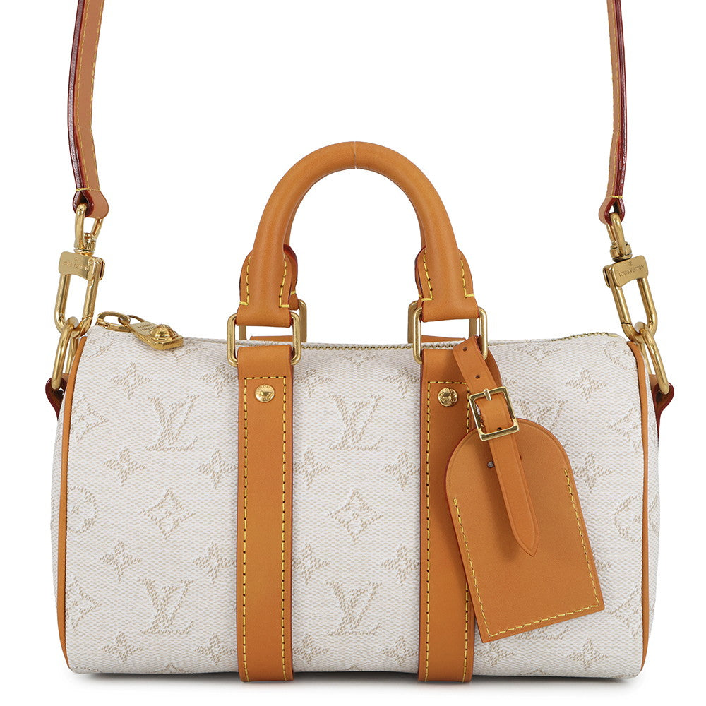 LOUIS VUITTON Keepall Bandouliere Off whiteM15076 Monogram Heritage Size 25