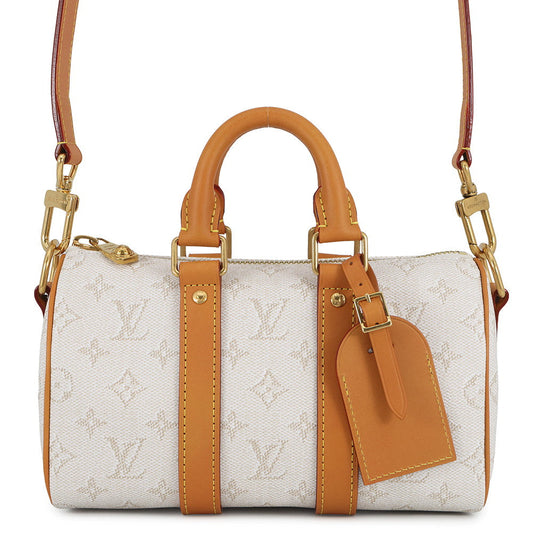 LOUIS VUITTON Keepall Bandouliere Off whiteM15076 Monogram Heritage Size 25