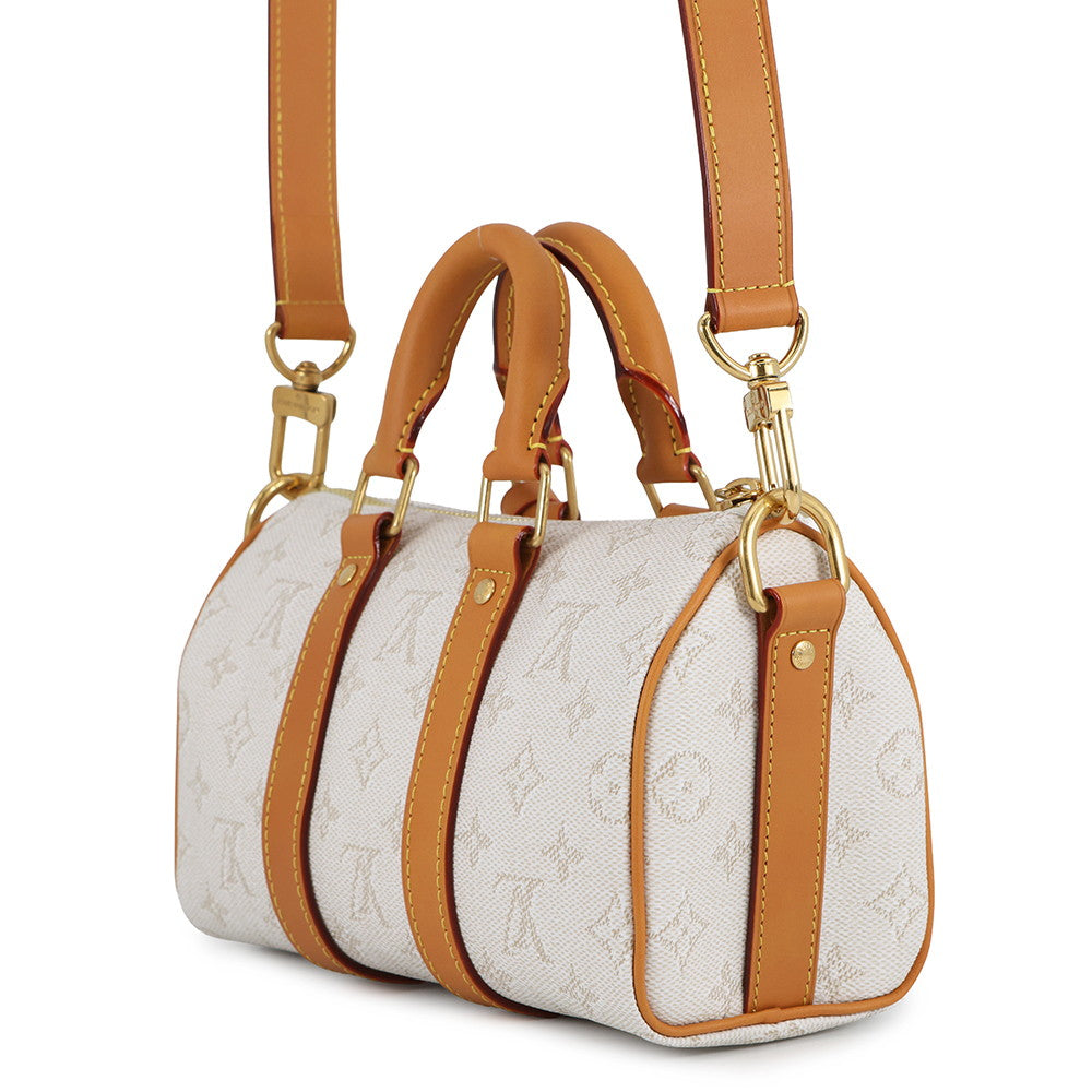 LOUIS VUITTON Keepall Bandouliere Off whiteM15076 Monogram Heritage Size 25