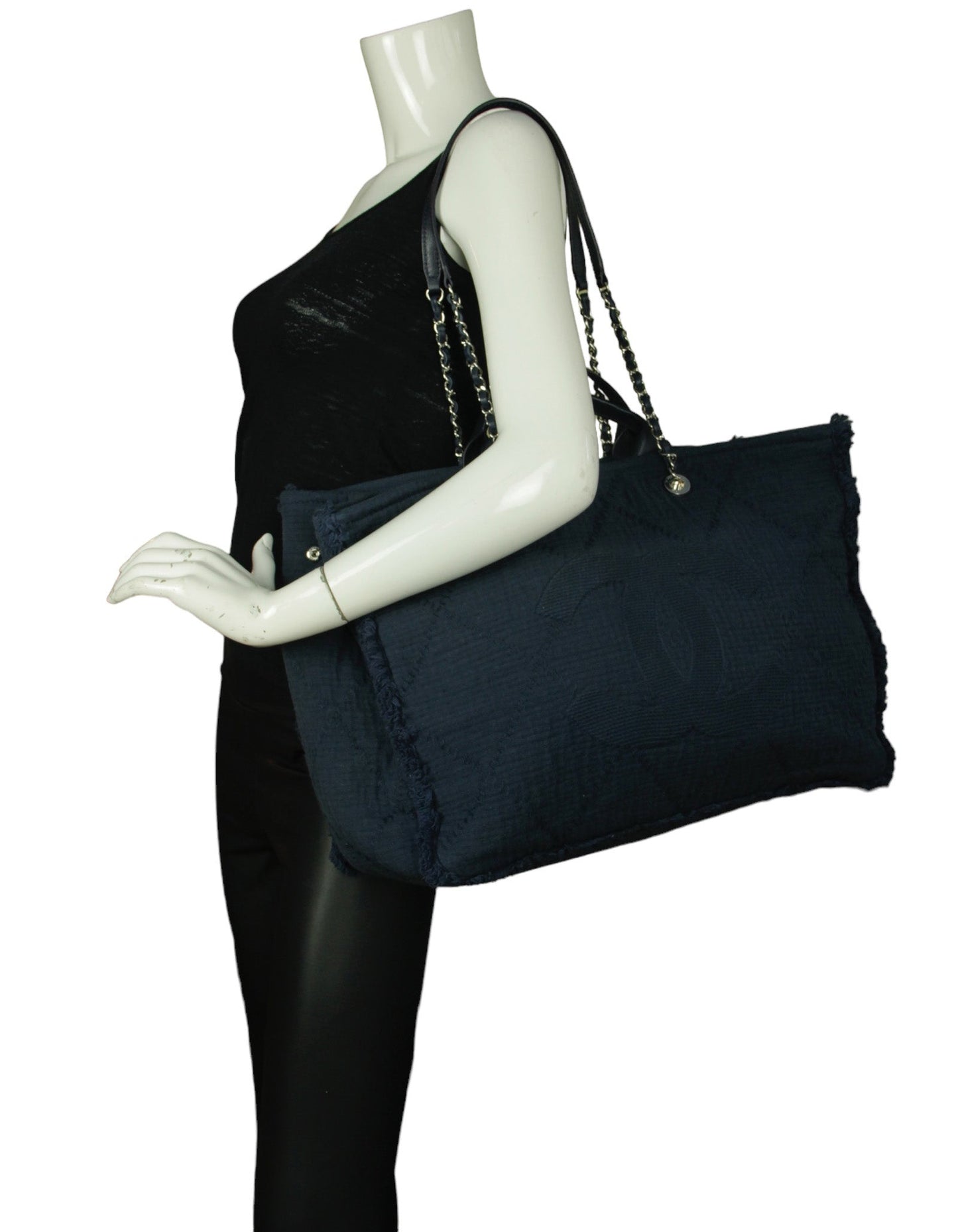 Chanel Navy Canvas Extra Large Double Face Shopping Tote