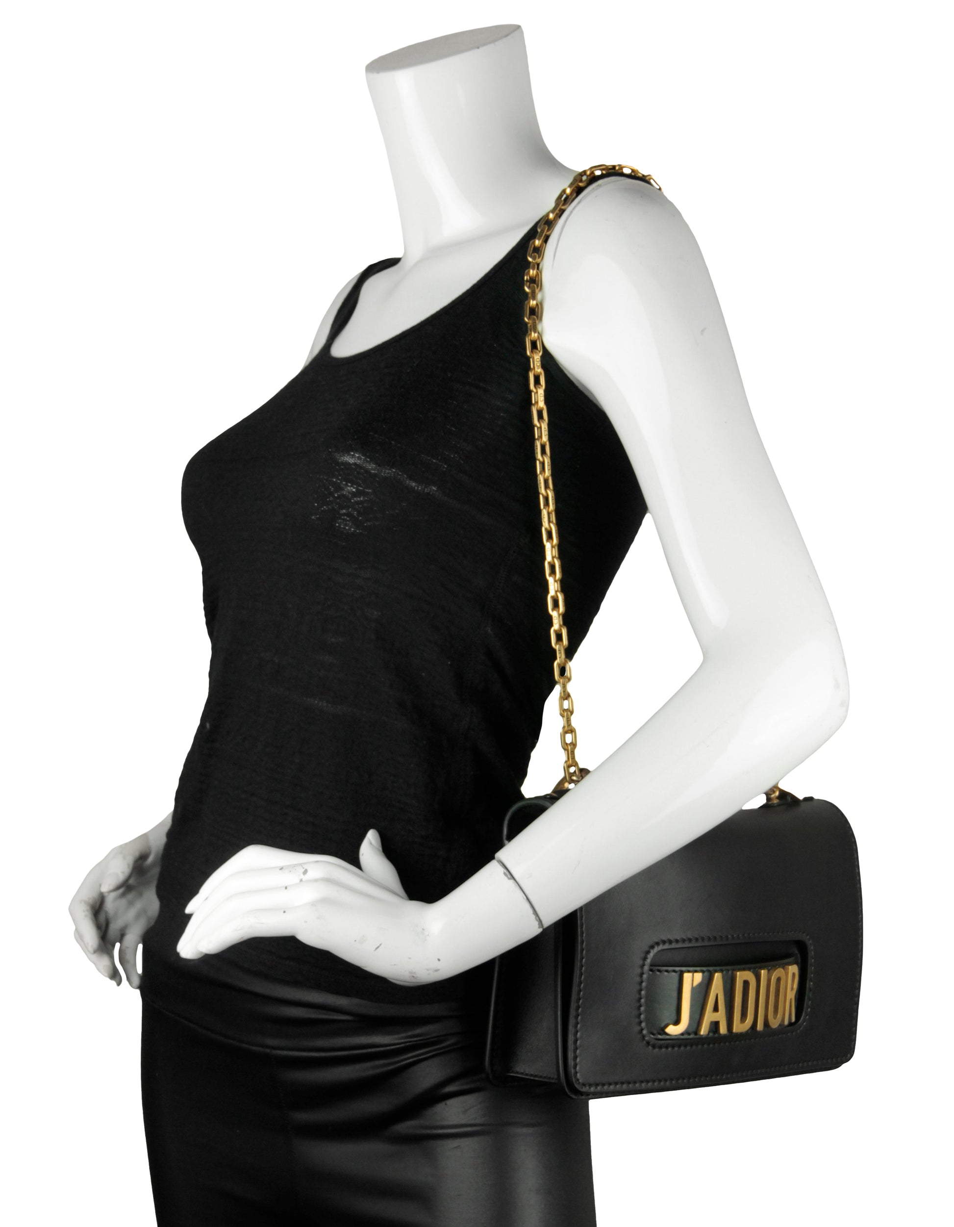 Christian Dior Black Leather J'Adior Chain Flap Bag