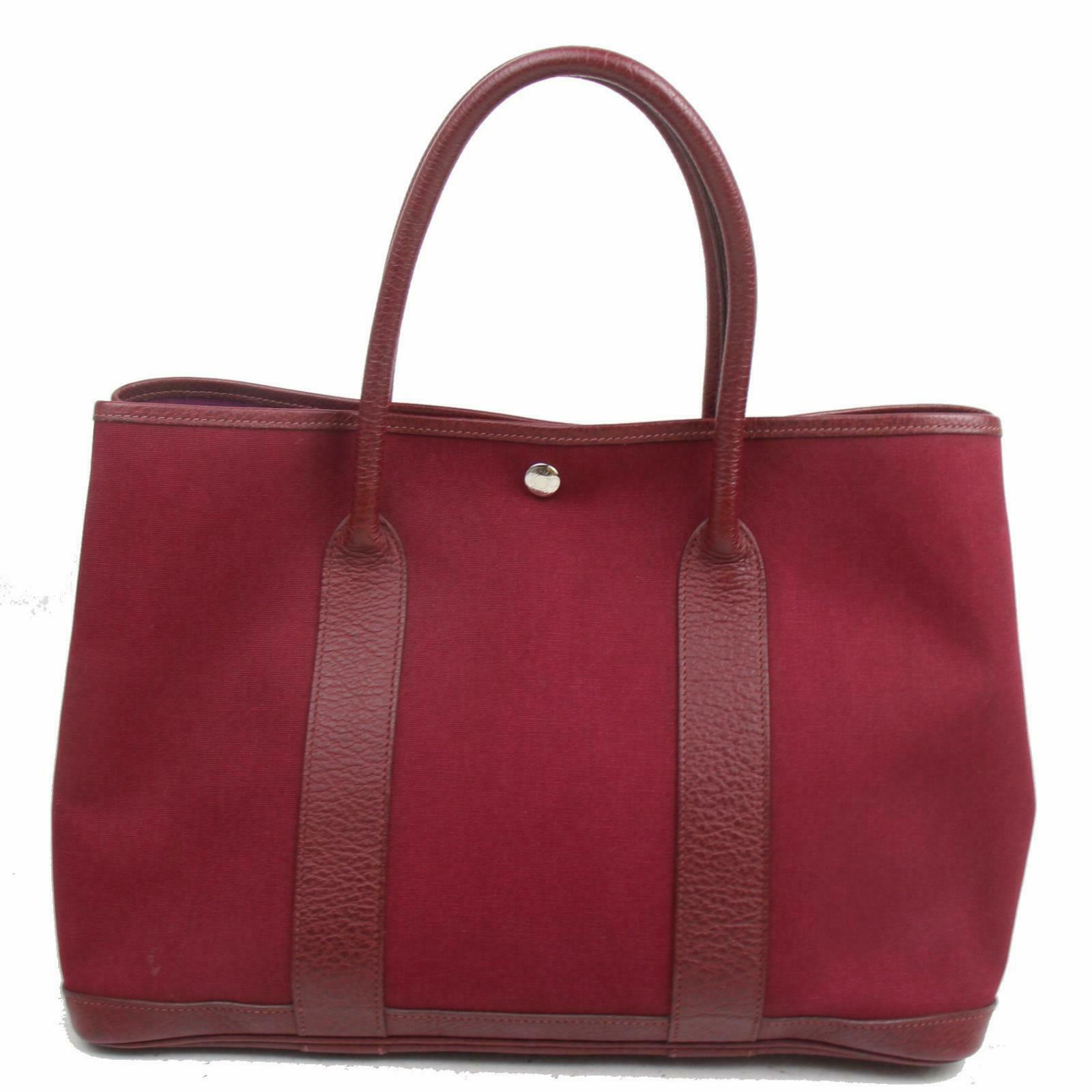 Luxury Hermes Tote Bag Garden Party Pm Red Canvas ( -15898)