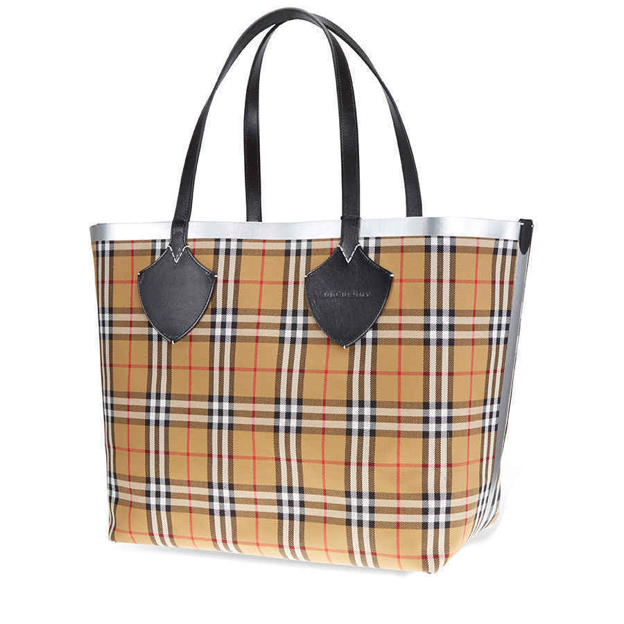 Burberry Giant Reversible Tote in Check- Black/Silver 80064741
