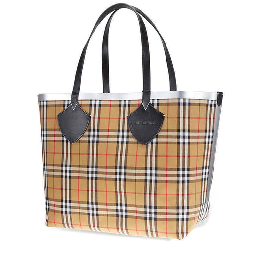 Burberry Giant Reversible Tote in Check- Black/Silver 80064741