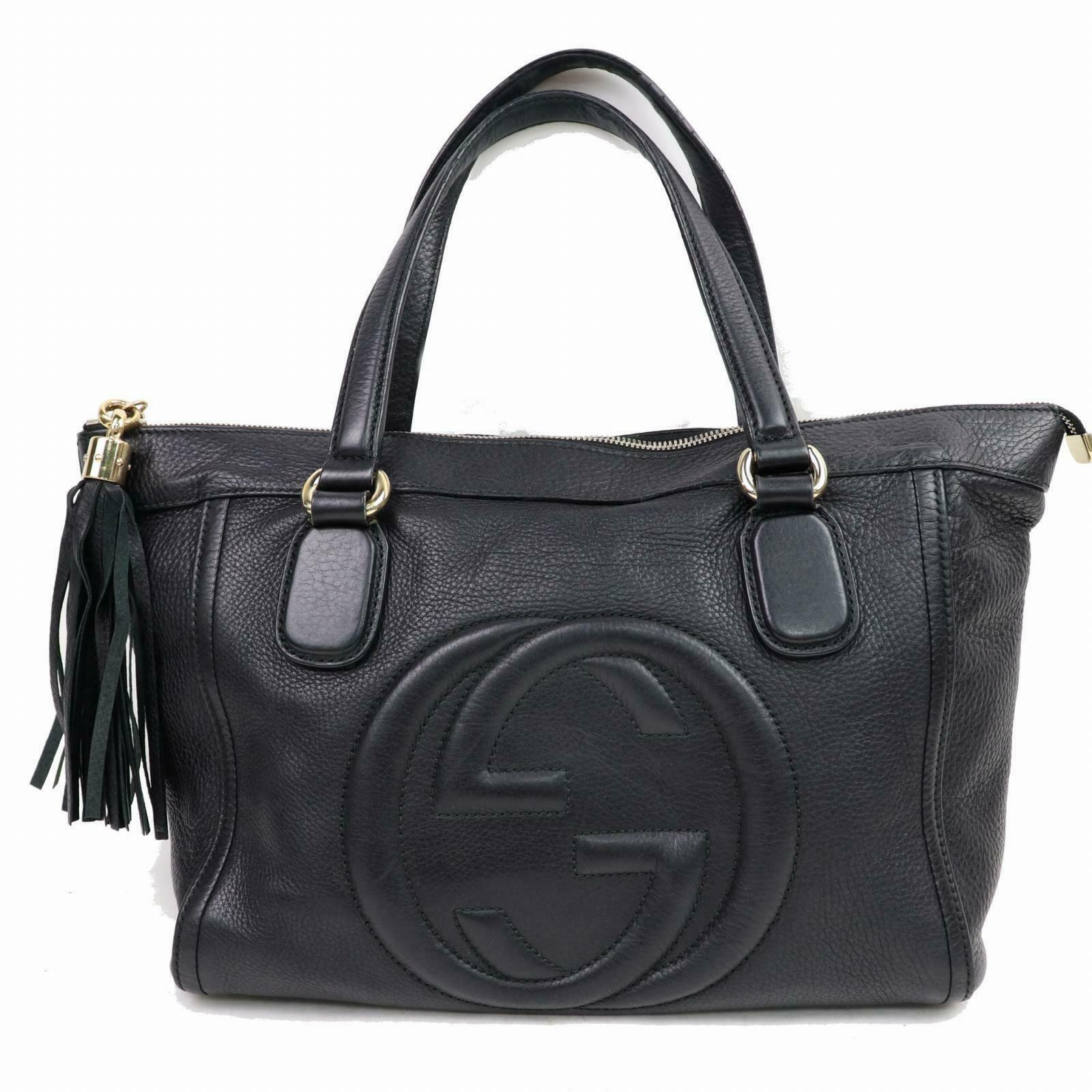 Gucci Soho Black Leather Monogram Tote