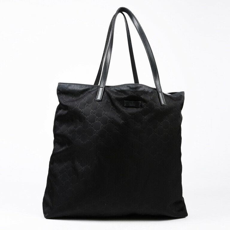 Gucci Guccissima Black Leather Nylon Tote
