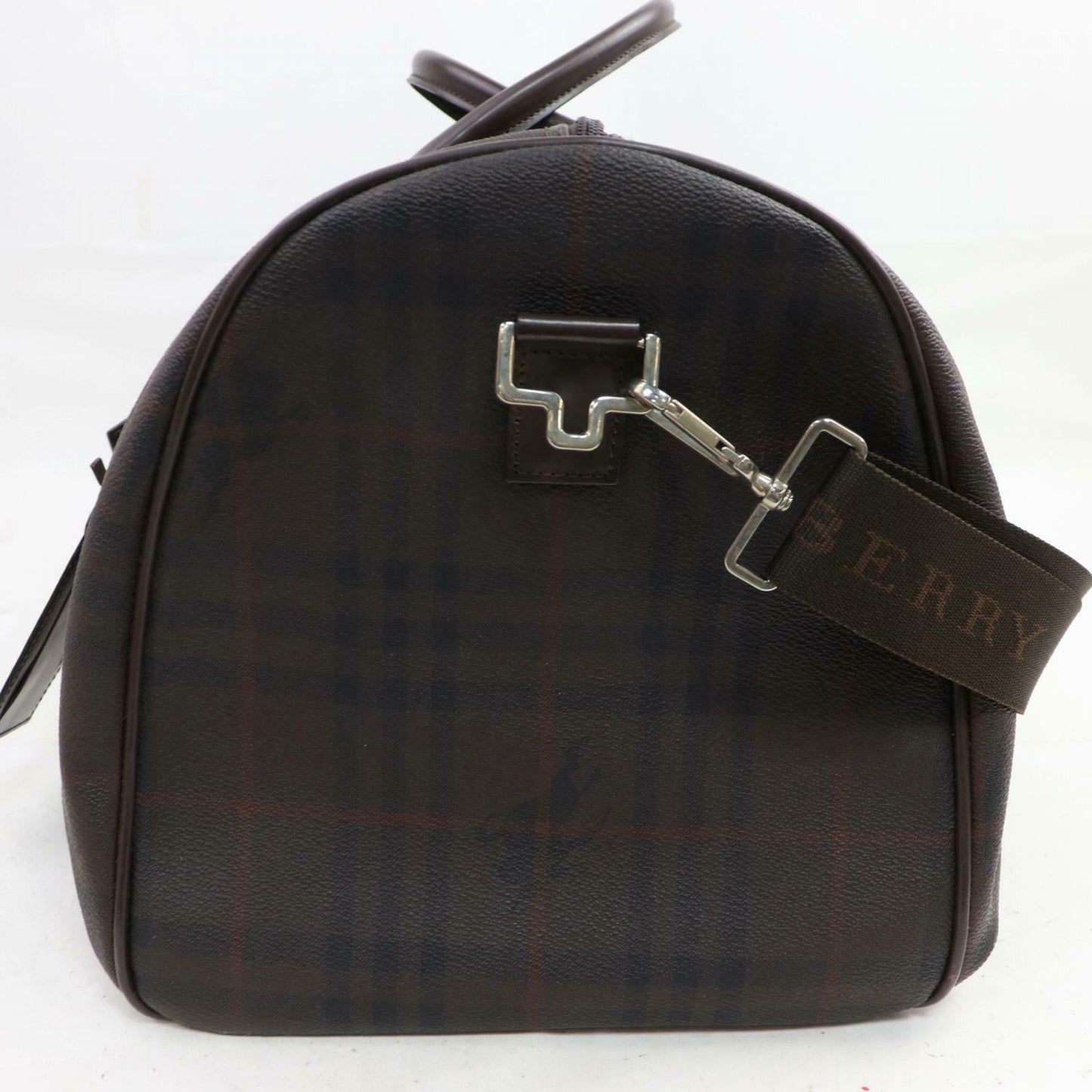 Burberry London Boston Bag Dark Brown PVC (SHC1-14504)