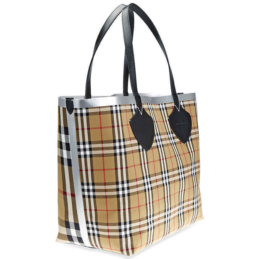 Burberry Giant Reversible Tote in Check- Black/Silver 80064741