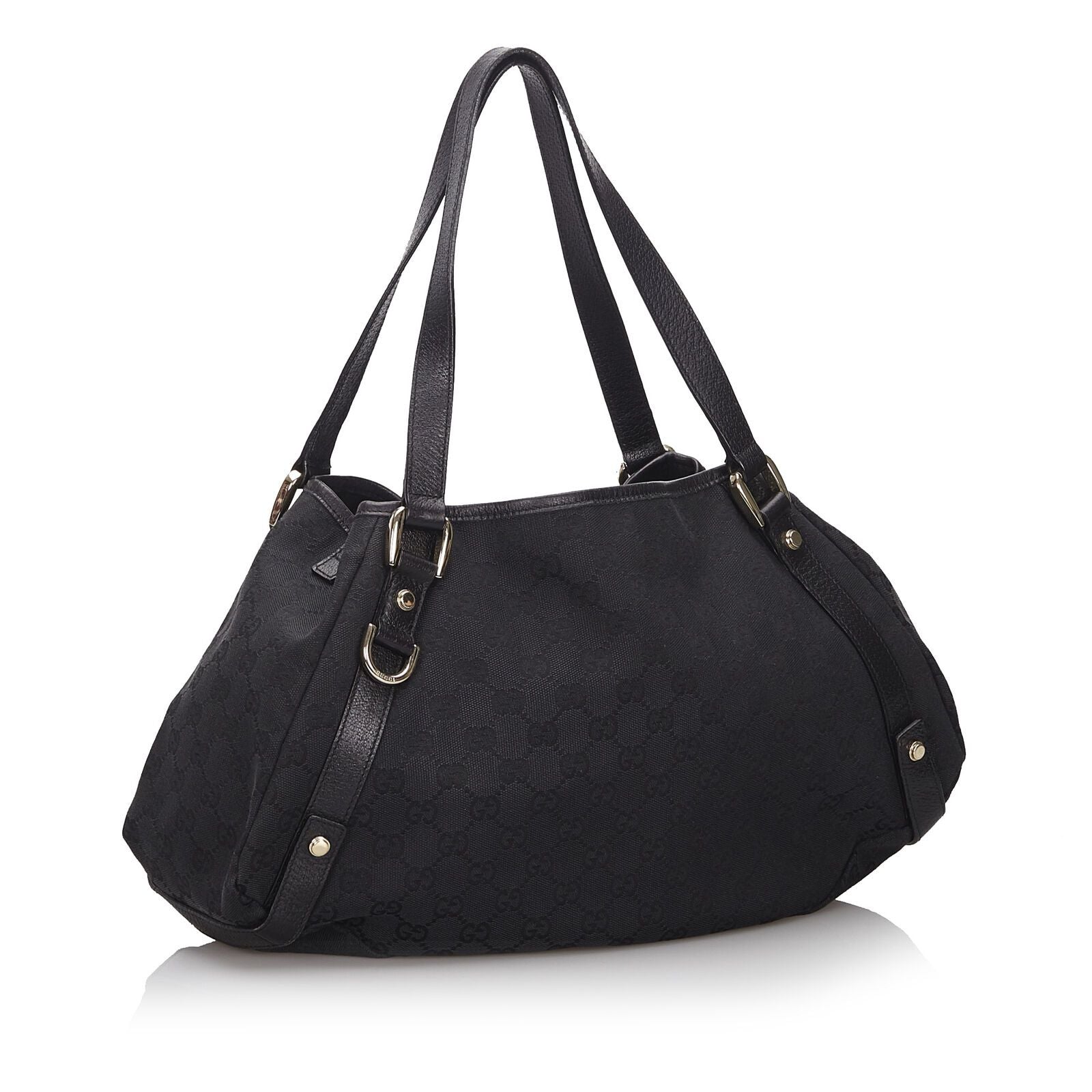 Gucci Black Leather Canvas Tote Style 1