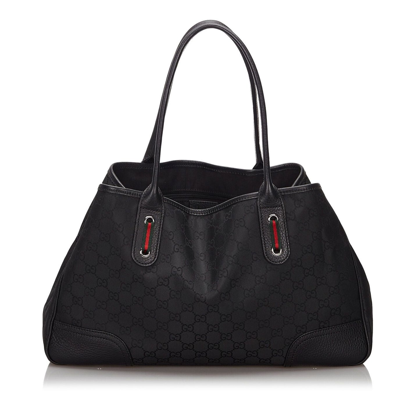 Gucci Princy Black Leather Canvas Tote