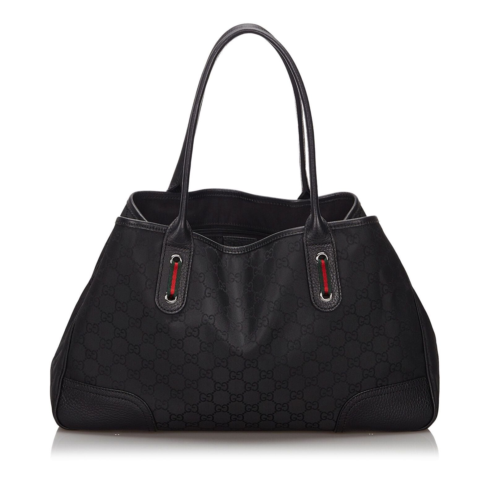 Gucci Princy Black Leather Canvas Tote