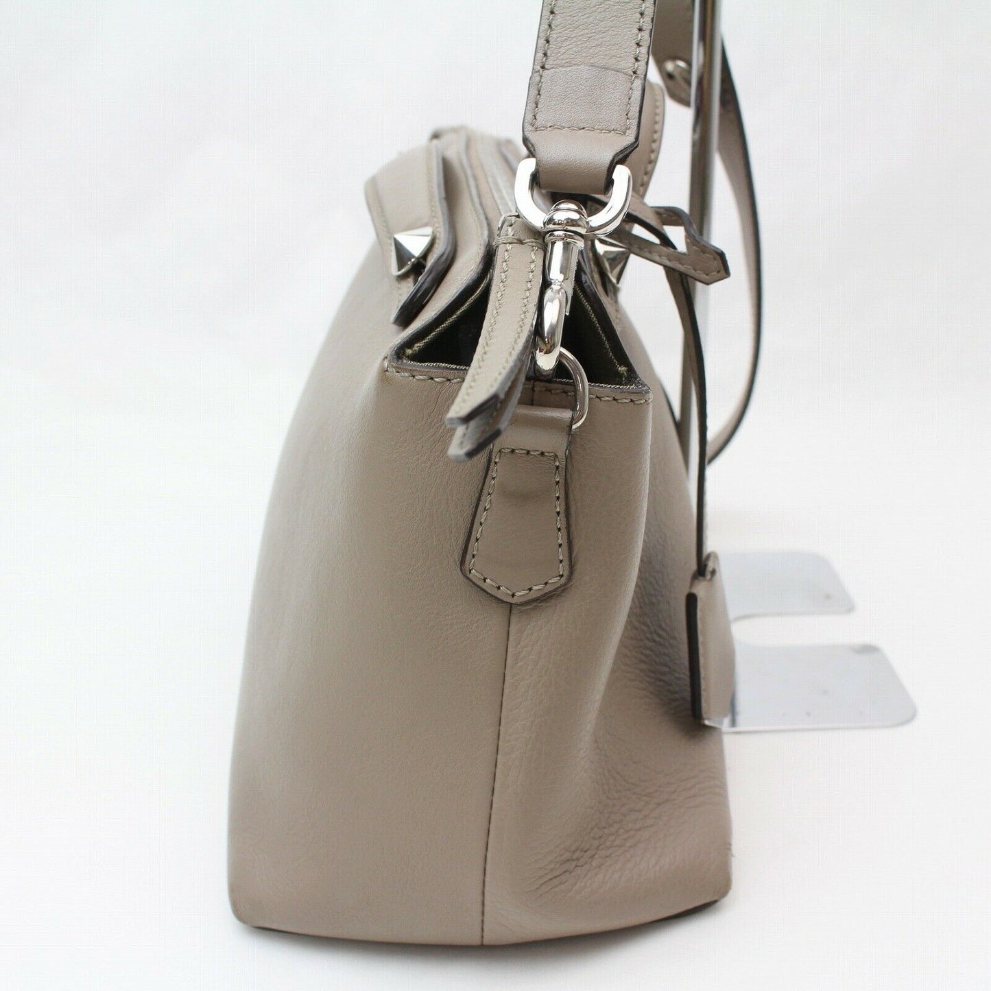 Fendi Hand Bag By The Way Gray Leather (SHC1- )