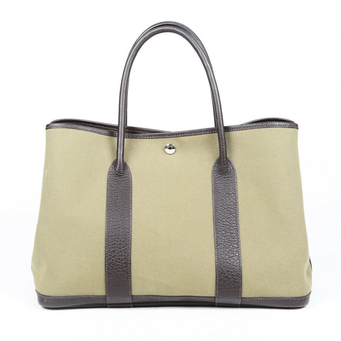 Luxury Hermes Bag Toile Garden Party MM Vert Veronese Tote