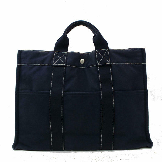 Luxury Hermes Tote Bag Deauville Navy Blue Canvas ( -16189)