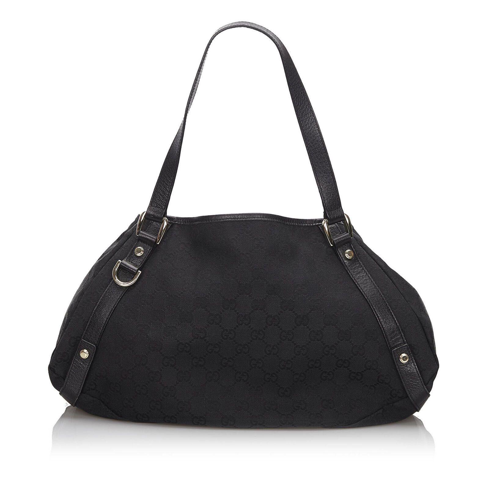Gucci Black Leather Canvas Tote Style 1