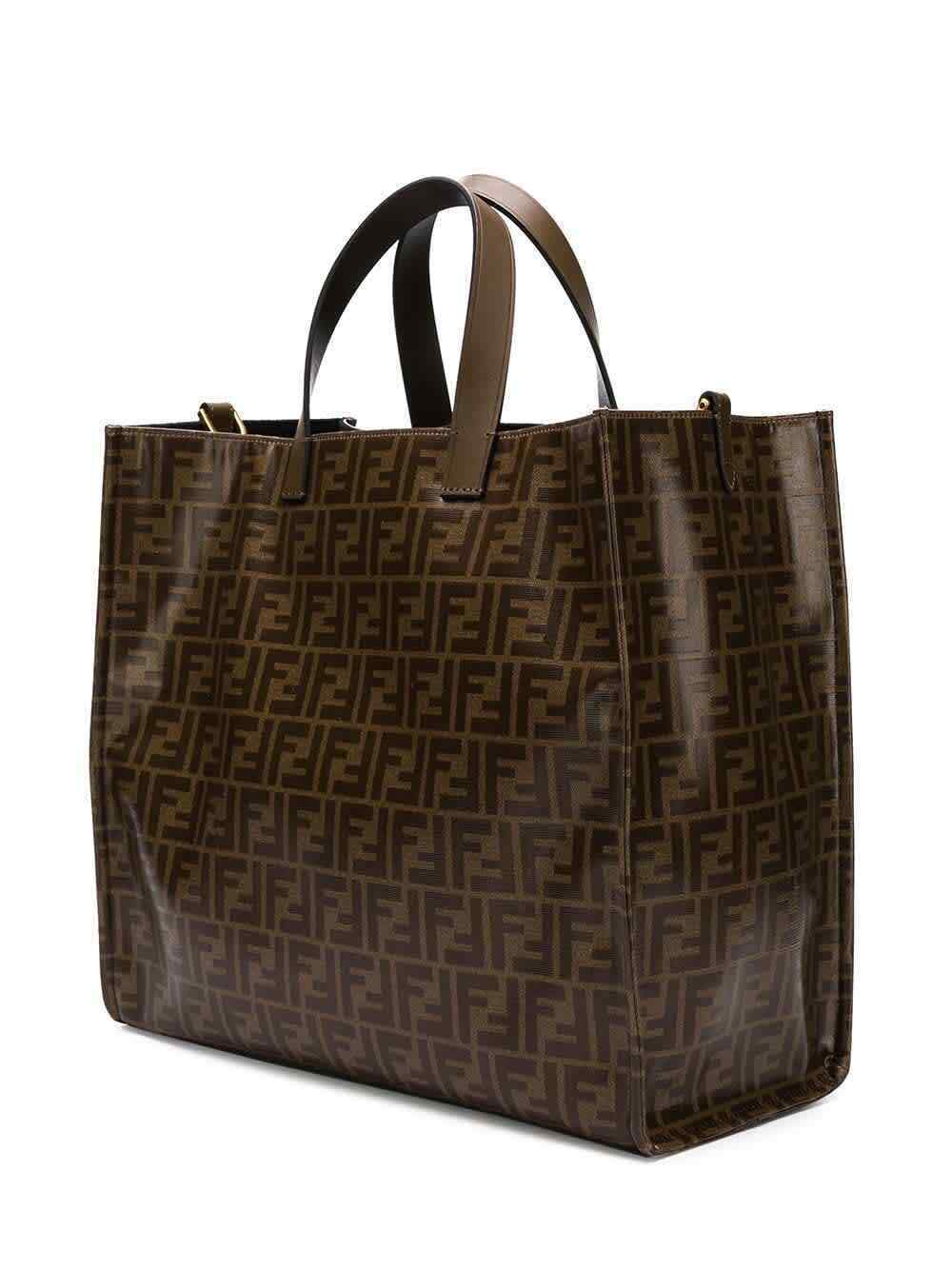 Fendi Ladies Tote bag Fendi Fila Brown/White Fd Fila Canvas Tote