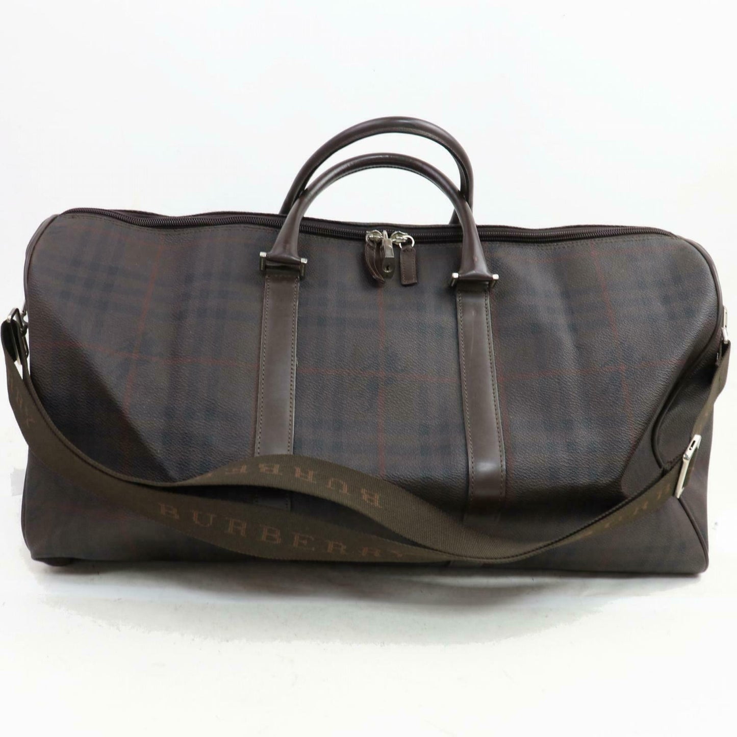 Burberry London Boston Bag Dark Brown PVC (SHC1-14504)
